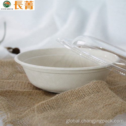 Bagasse Pulp Salad Container 32oz Round Bowl Eco-friendly Salad Bagasse Pulp Bowl Supplier